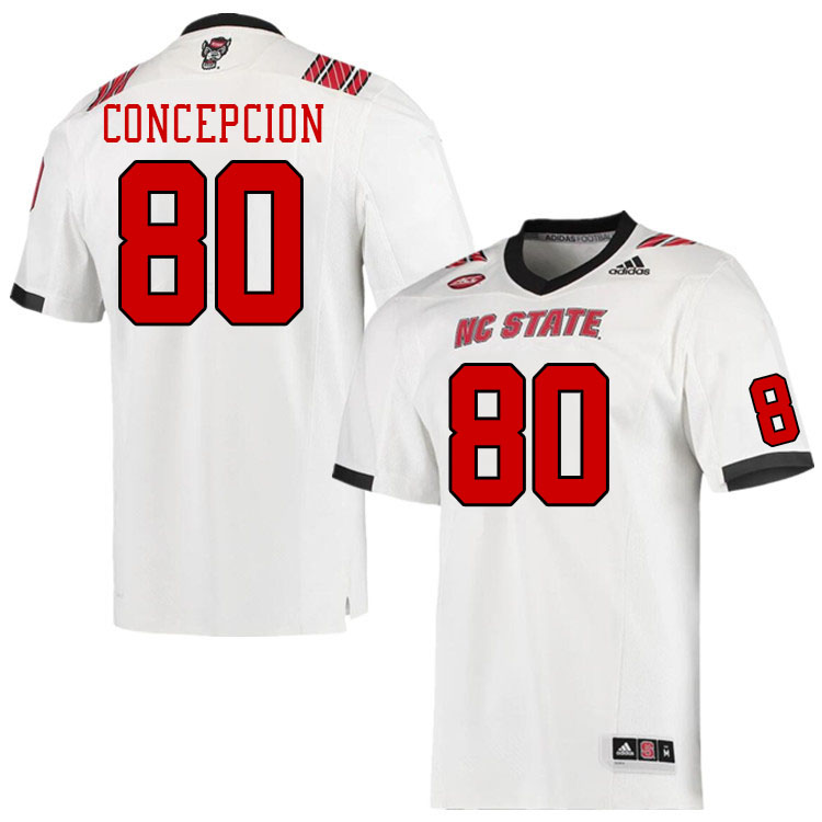 Men #80 Kevin Concepcion North Carolina State Wolfpacks College Football Jerseys Stitched-White - Click Image to Close